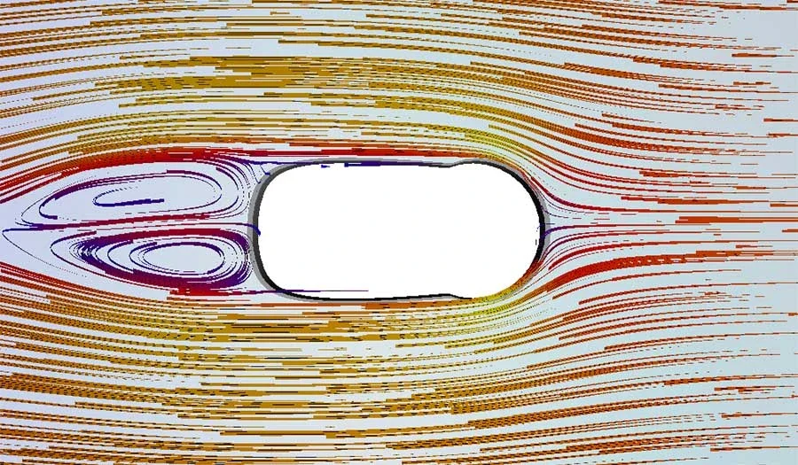 A CAD simulation of airflow around an IDEA rim profile