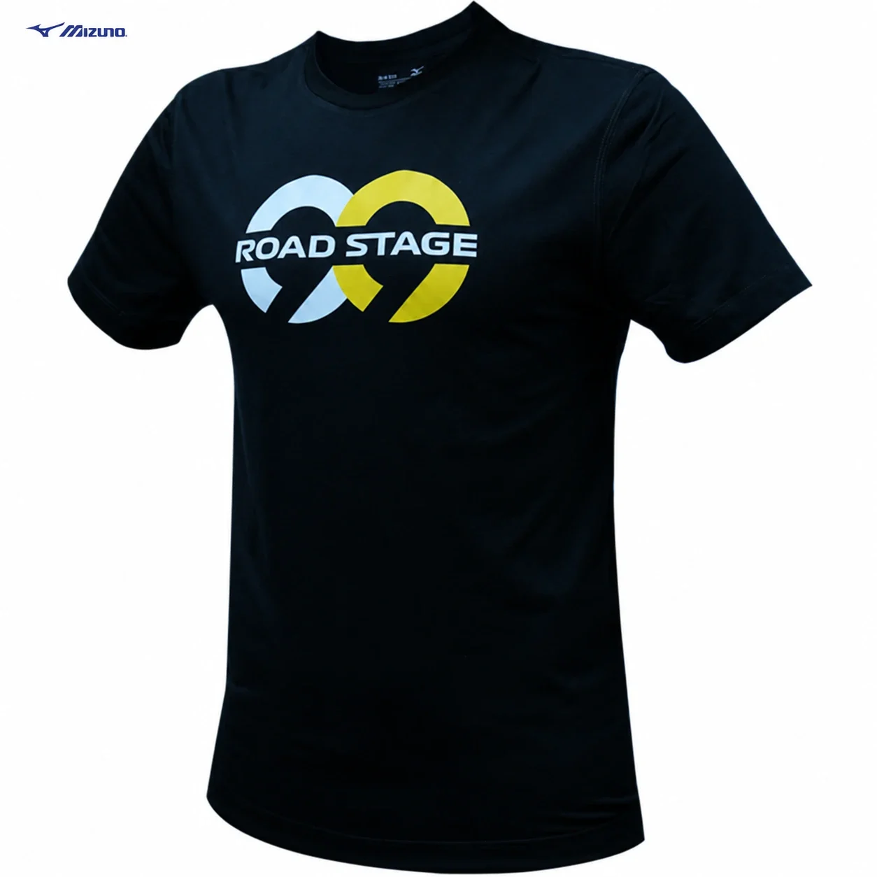 Black Mizuno Road Stage T-shirt with the logo, without route profiles or names
